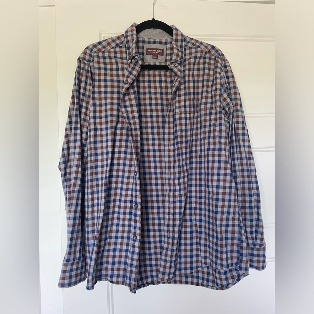 Johnston & Murphy Blue and Brown Casual Button Down Shirt